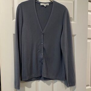 Carolina Herrera Slate Gray V-Neck Button Cardigan